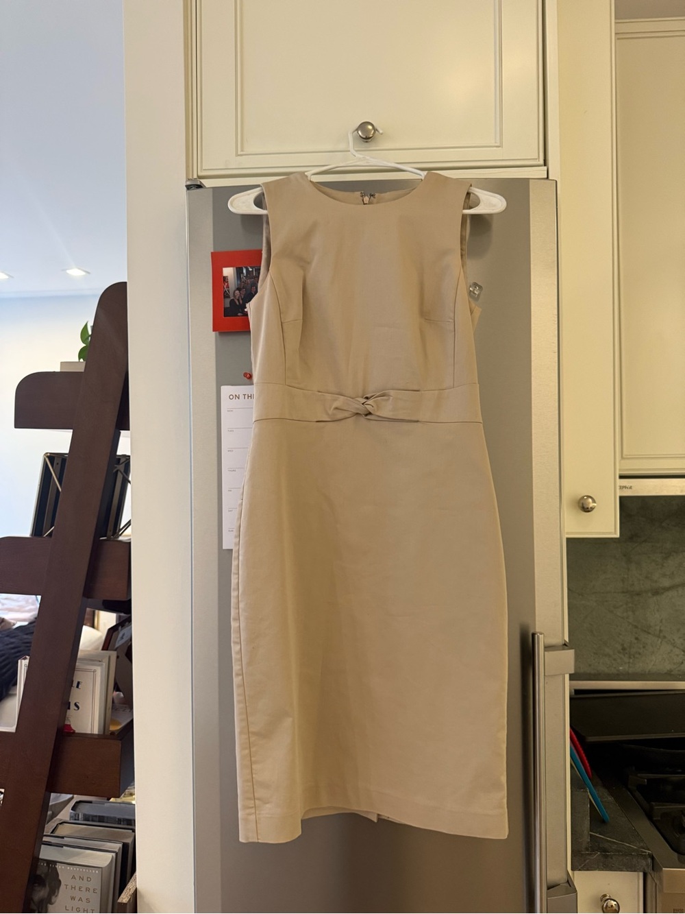 Ann Taylor Sleeveless Beige Sheath / Shift Dress with Knot Detail
